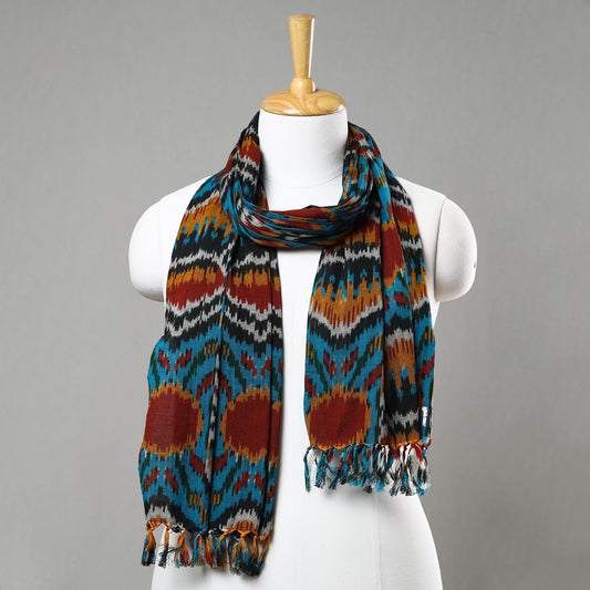 Multicolor - Pochampally Central Asian Ikat Handloom Cotton Stole with Tassels 18