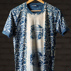 Buy Bindaas Block Art Printed Cotton Unisex Round Neck T-shirt 