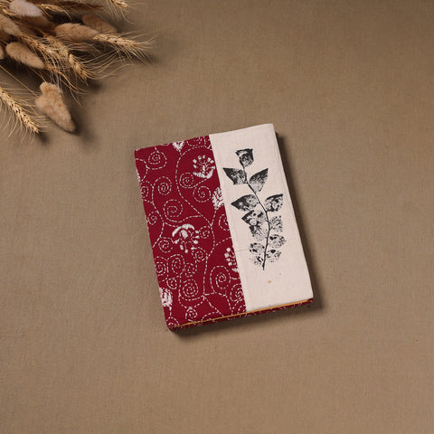 Maroon - Handmade Paper Notebook with Eco Leaf Print Kantha Work 14