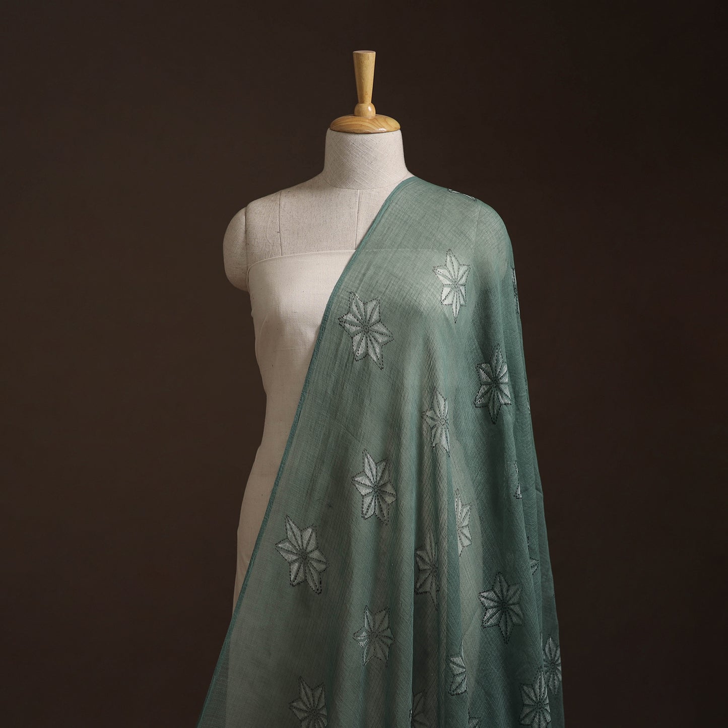 Green - Akola Hand Block Print Kota Doria Cotton Fabric 04