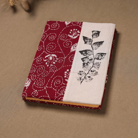Maroon - Handmade Paper Notebook with Eco Leaf Print Kantha Work 14