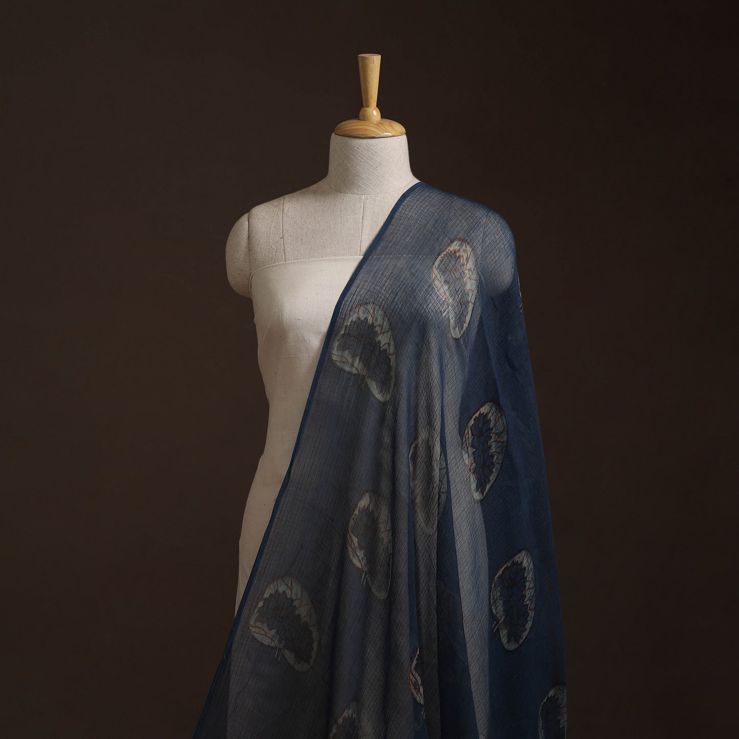 Blue - Akola Hand Block Print Kota Doria Cotton Fabric 05