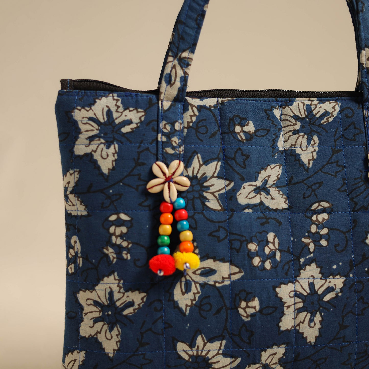 Blue - Handcrafted Quilted Cotton Hand Bag 03