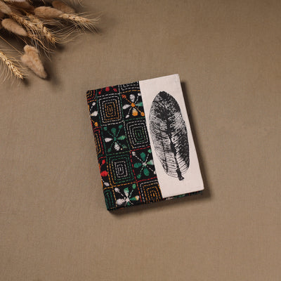 Multi colour - Handmade Paper Notebook with Eco Leaf Print Kantha Work 15