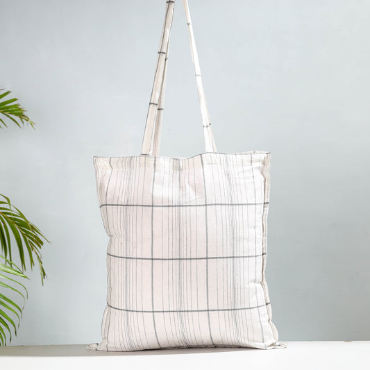White - Jacquard Cotton Jhola Bag