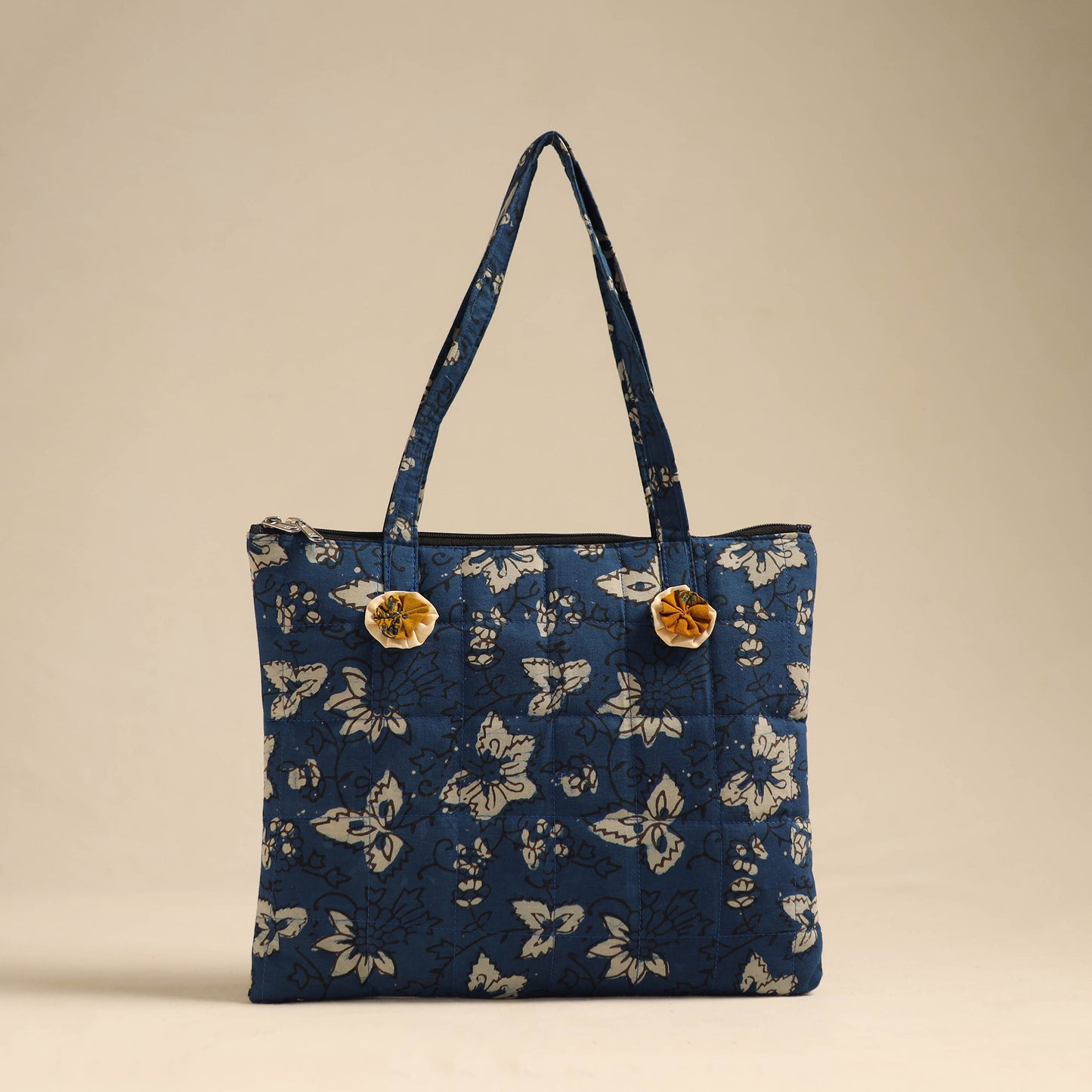 Blue - Handcrafted Quilted Cotton Hand Bag 03