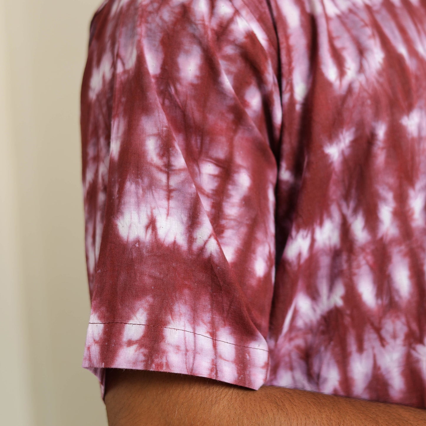 Brown Half Sleeve Tie & Dye Cotton Men Shibori Shirt