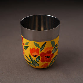 Floral Handpainted Enamelware Stainless Steel Glass 21