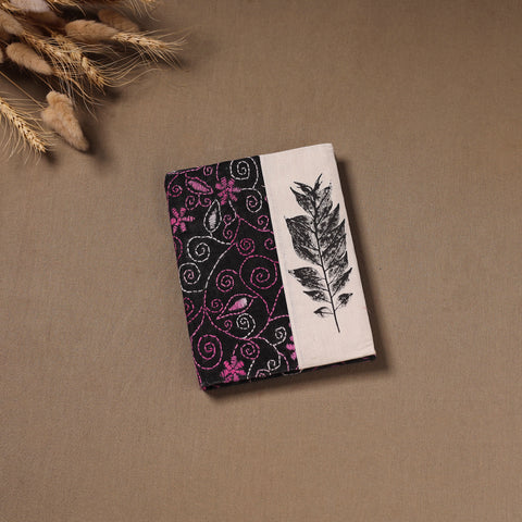Multi colour - Handmade Paper Notebook with Eco Leaf Print Kantha Work 16