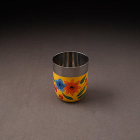 Floral Handpainted Enamelware Stainless Steel Glass 22