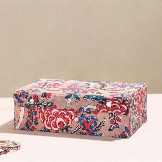 Handcrafted Sanganeri Fabric Embellished Two Rods Bangle Box (11 x 7 in)
