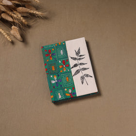 Green - Handmade Paper Notebook with Eco Leaf Print Kantha Work 17