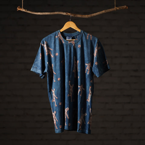  Bindaas Block Art Printed Cotton Unisex Round Neck T-shirt 