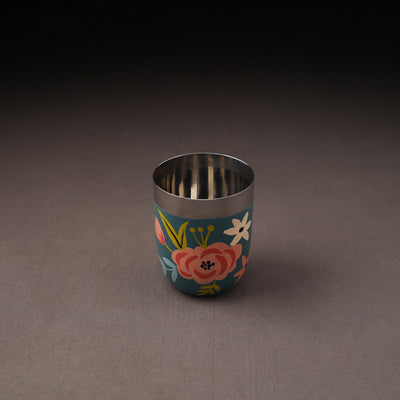 Floral Handpainted Enamelware Stainless Steel Glass 23