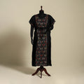 Black - bengal kantha hand embroidery cotton kaftan (long)
