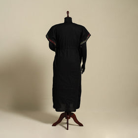 Black - bengal kantha hand embroidery cotton kaftan (long)