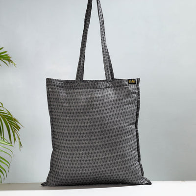 Grey - Jacquard Cotton Jhola Bag