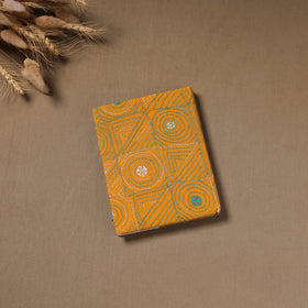 Yellow - Handmade Paper Notebook with Eco Leaf Print Kantha Work 19