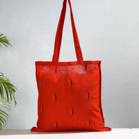 Orange - Jacquard Cotton Jhola Bag