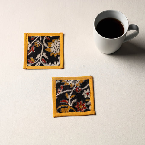 Black Handmade Cotton Coasters (Set of 2)