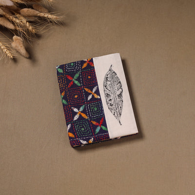 Multi colour - Handmade Paper Notebook with Eco Leaf Print Kantha Work 20