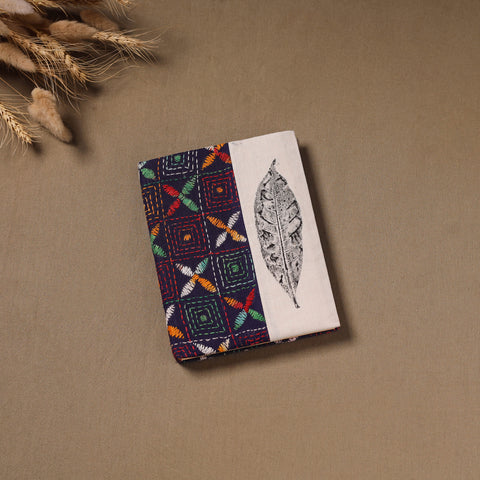 Multi colour - Handmade Paper Notebook with Eco Leaf Print Kantha Work 20