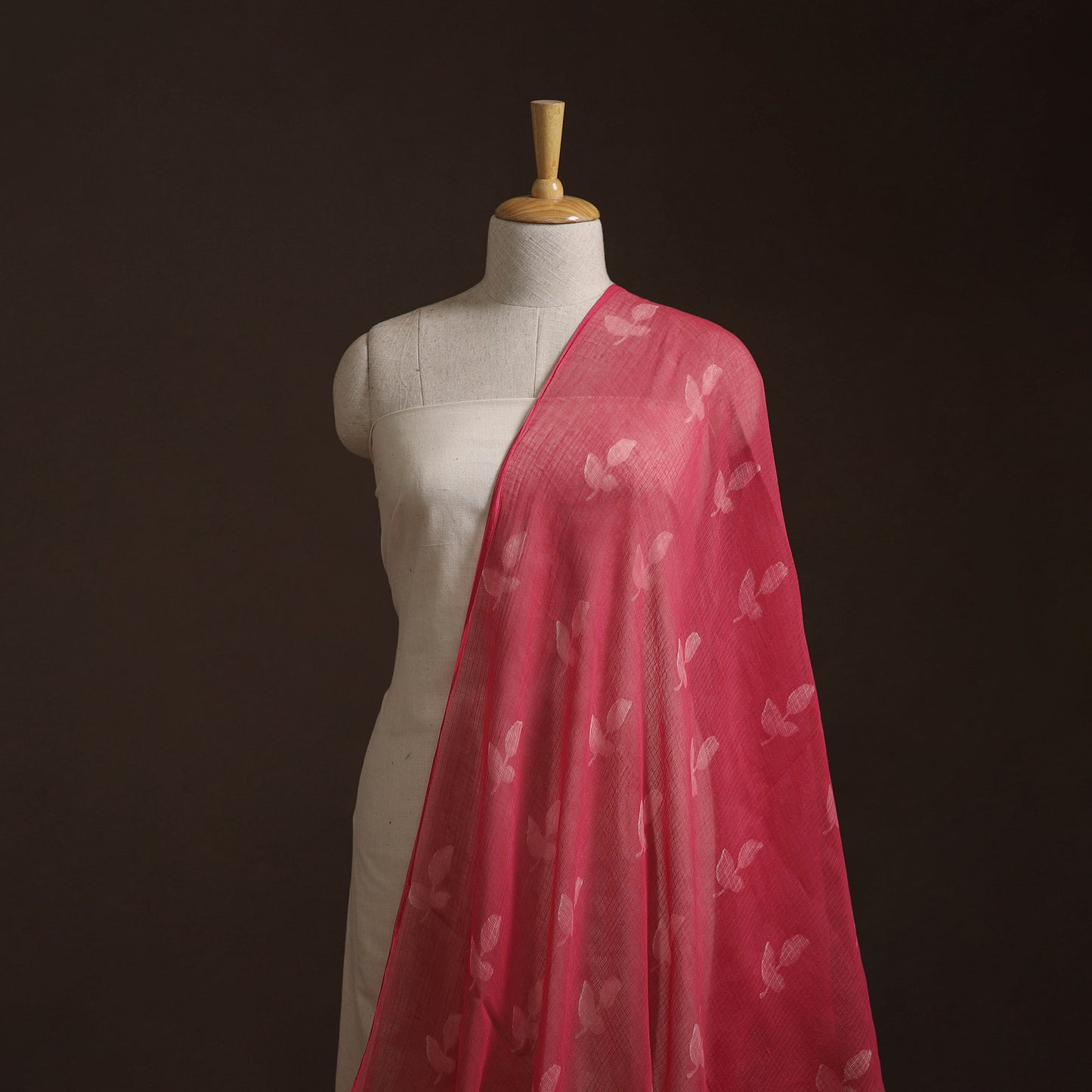 Pink - Akola Hand Block Print Kota Doria Cotton Fabric 21