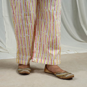  Yellow Block Print Cotton Sanganeri Kurta Set