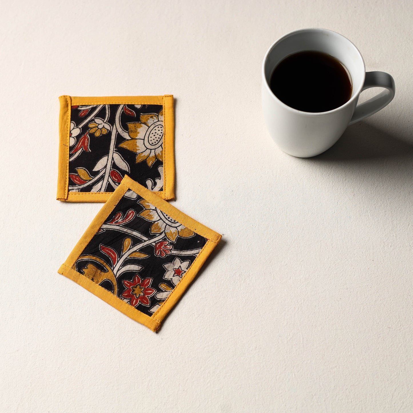 Black Handmade Cotton Coasters (Set of 2)
