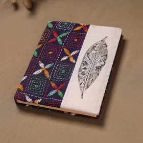 Multi colour - Handmade Paper Notebook with Eco Leaf Print Kantha Work 20