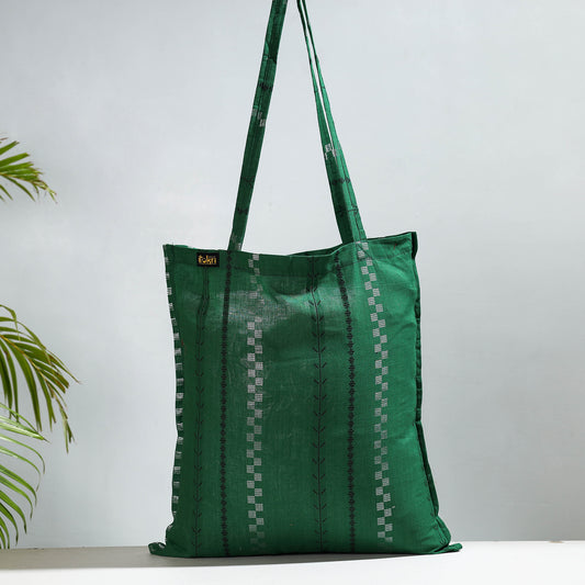 Green - Jacquard Cotton Jhola Bag