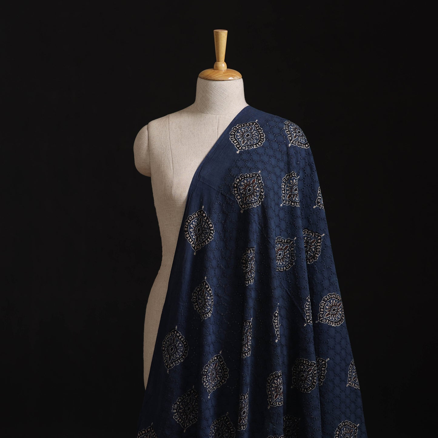 Natural Dyed Ajrakh Hand Block Print Cotton Hakoba Fabric 62