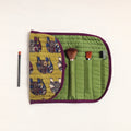  Kalamkari Fabric Multipurpose Segmented Make-up Brush Wrap Pouch/Case 