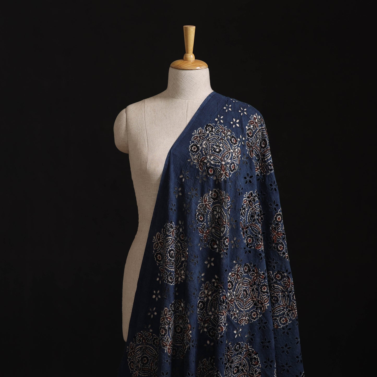 Natural Dyed Ajrakh Hand Block Print Cotton Hakoba Fabric 63
