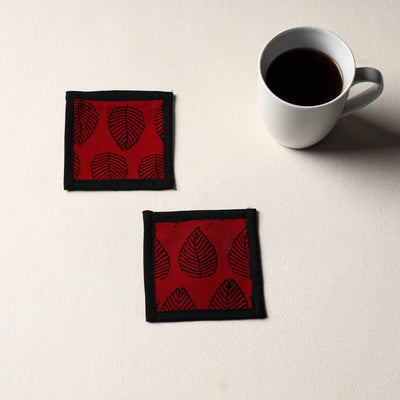 Red Handmade Cotton Coasters (Set of 2)