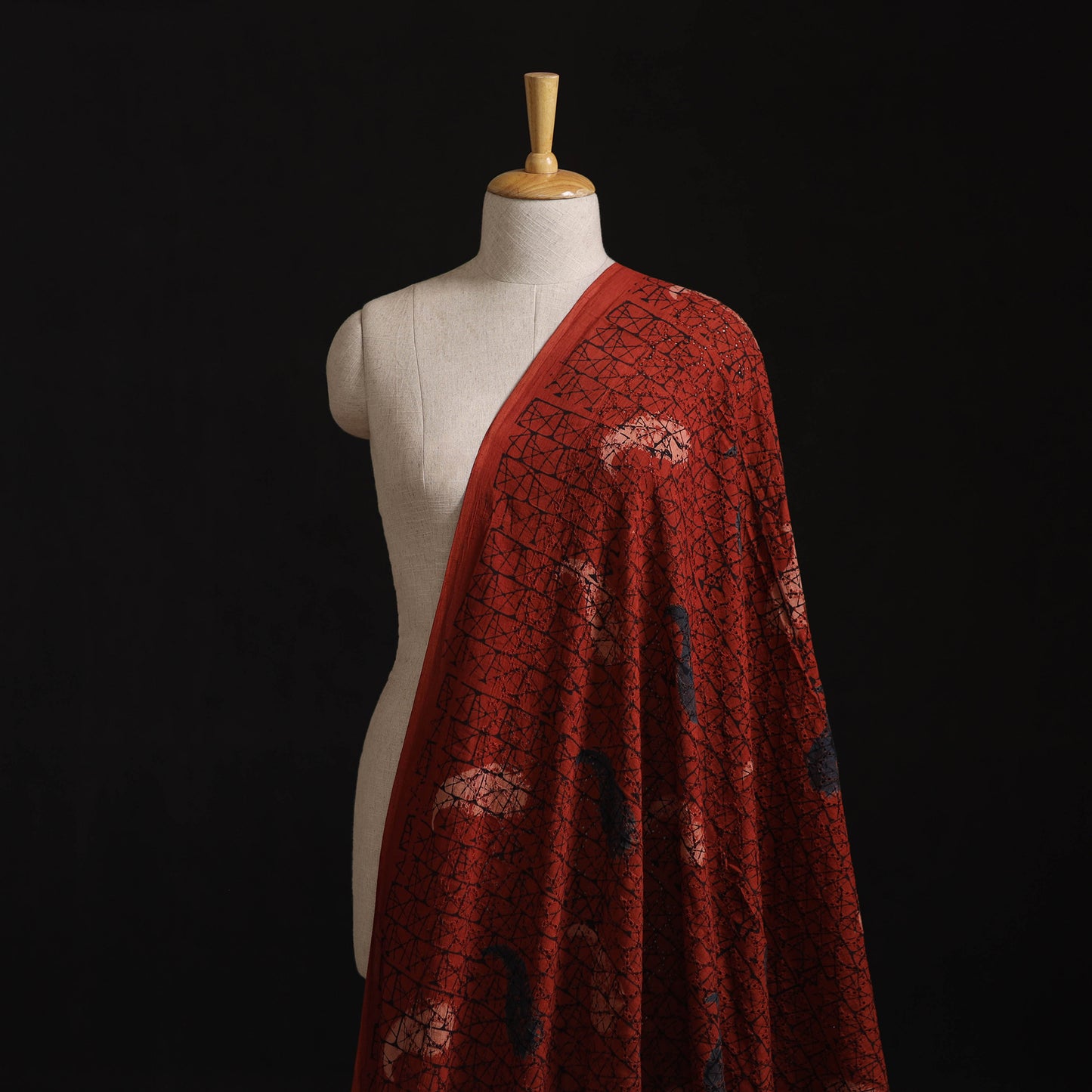 Natural Dyed Ajrakh Hand Block Print Cotton Hakoba Fabric 64