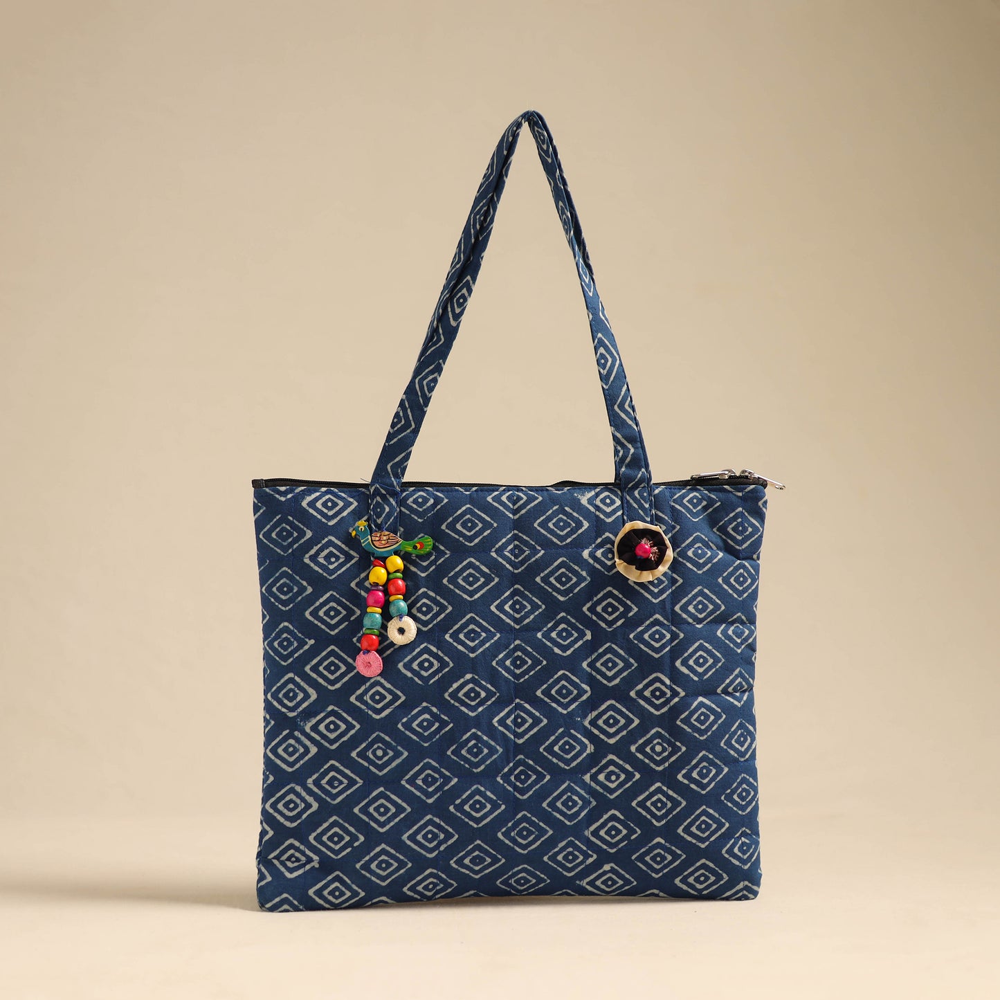 Blue - Handcrafted Quilted Cotton Hand Bag 05