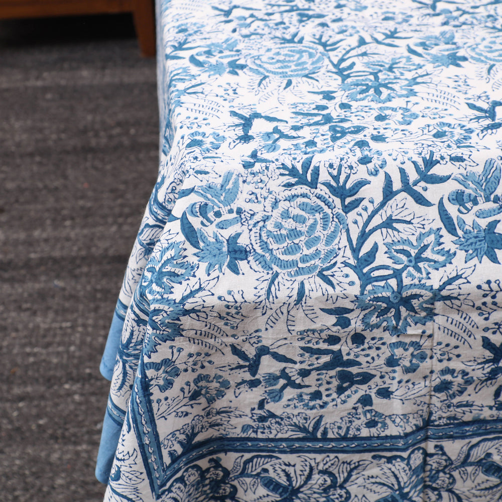 Blue - Pure Cotton Single Sanganeri Print Bed Cover 38