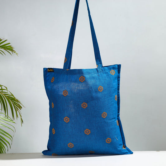 Blue - Jacquard Cotton Jhola Bag