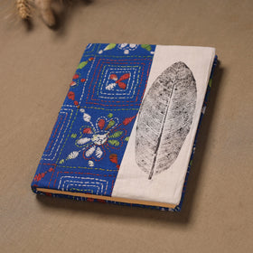 Blue - Handmade Paper Notebook with Eco Leaf Print Kantha Work 22