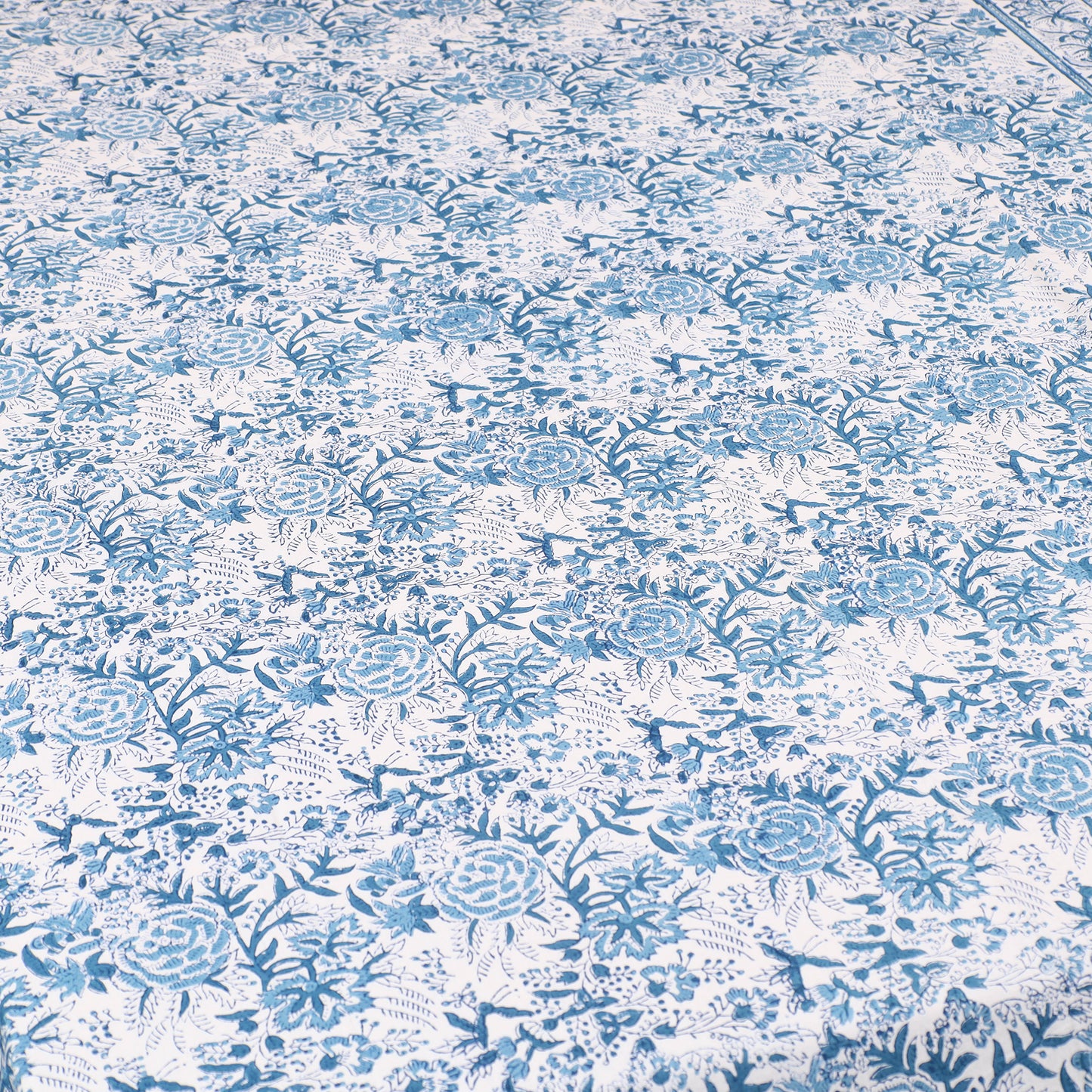 Blue - Pure Cotton Single Sanganeri Print Bed Cover 38