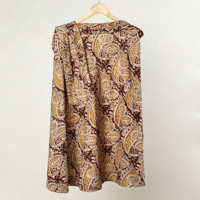 Brown - Kalamkari Block Printed Cotton Wrap Around Skirt 20