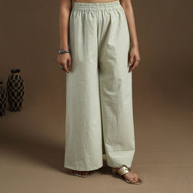 Flared Cotton Green Jacquard Kurta with Palazzo Set