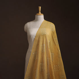 Yellow - Akola Hand Block Print Kota Doria Cotton Fabric 28