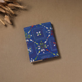 Blue - Handmade Paper Notebook with Eco Leaf Print Kantha Work 22