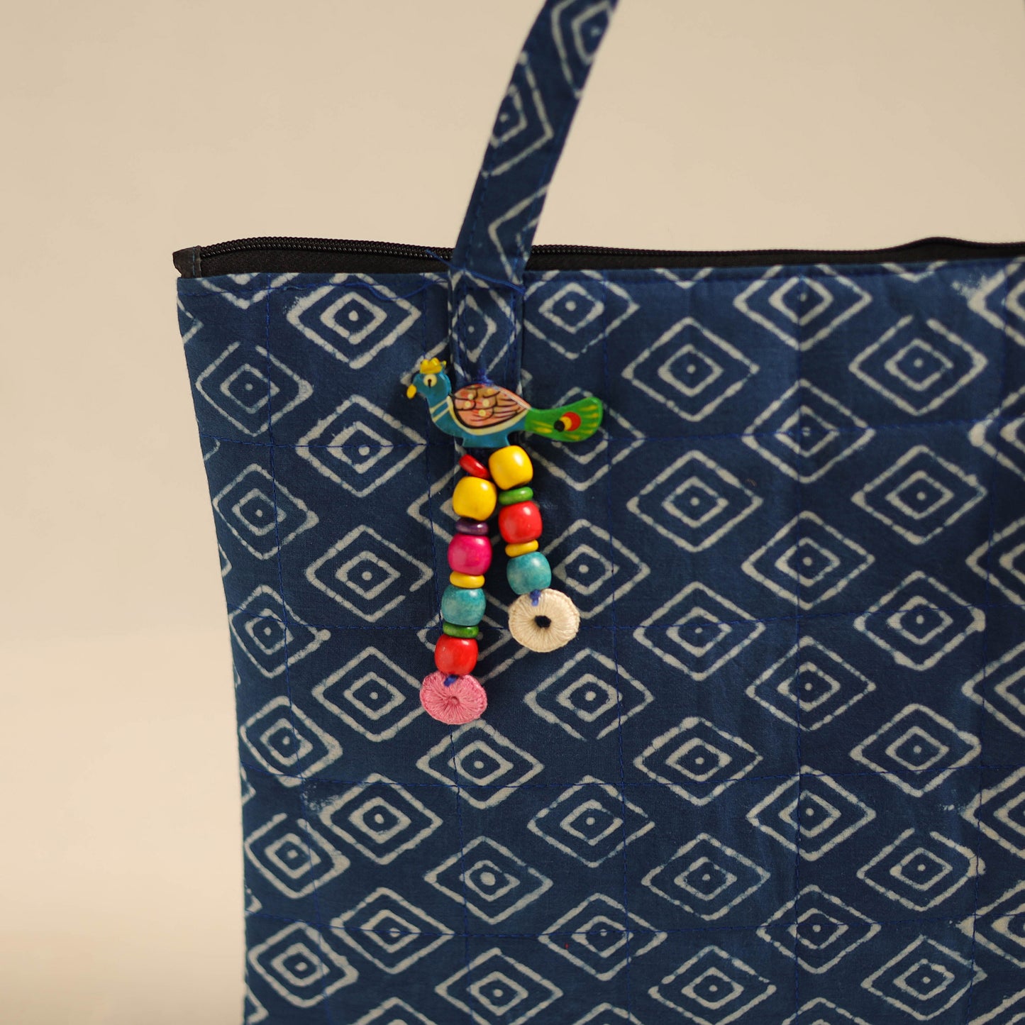 Blue - Handcrafted Quilted Cotton Hand Bag 05