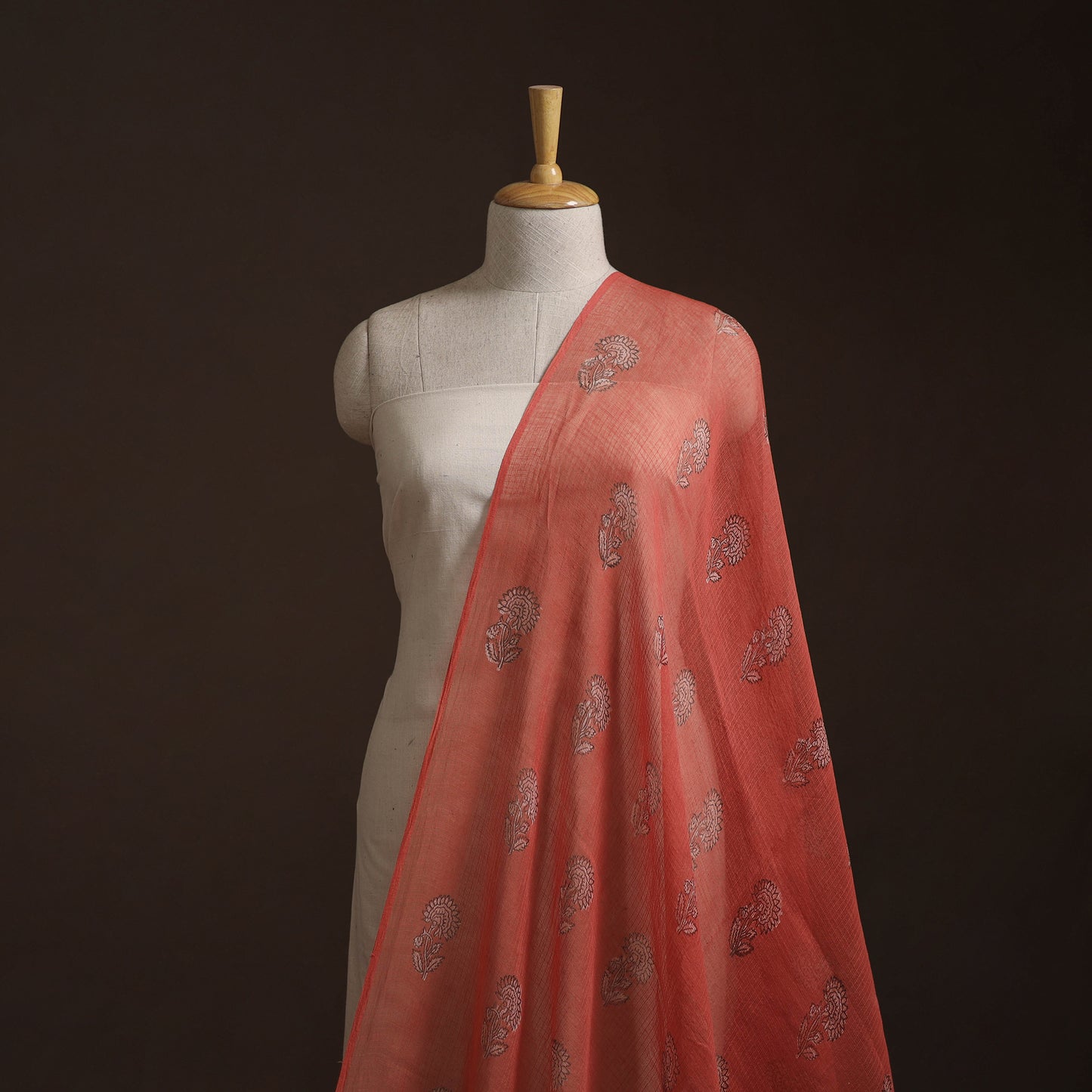 Red - Akola Hand Block Print Kota Doria Cotton Fabric 31