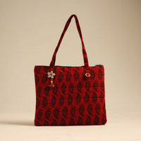 Red - Handcrafted Quilted Cotton Hand Bag 06