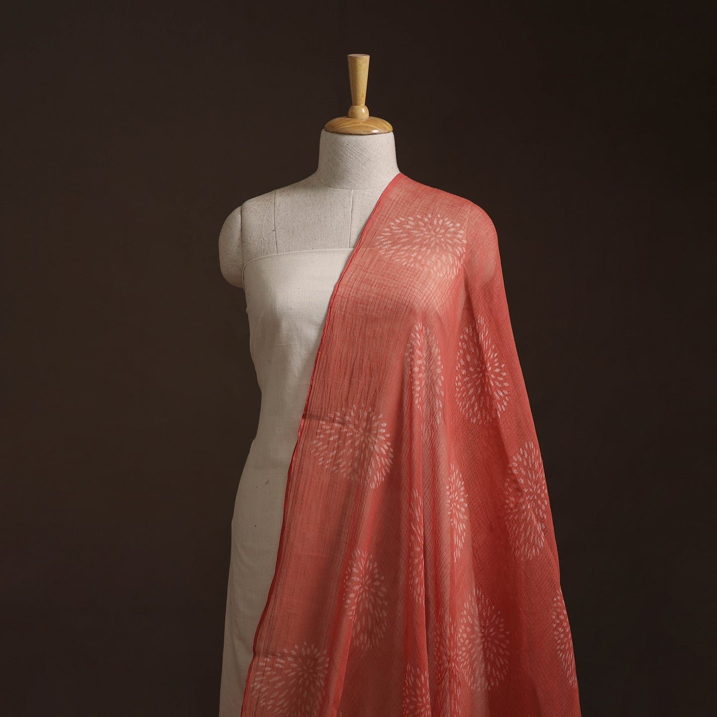 Red - Akola Hand Block Print Kota Doria Cotton Fabric 33