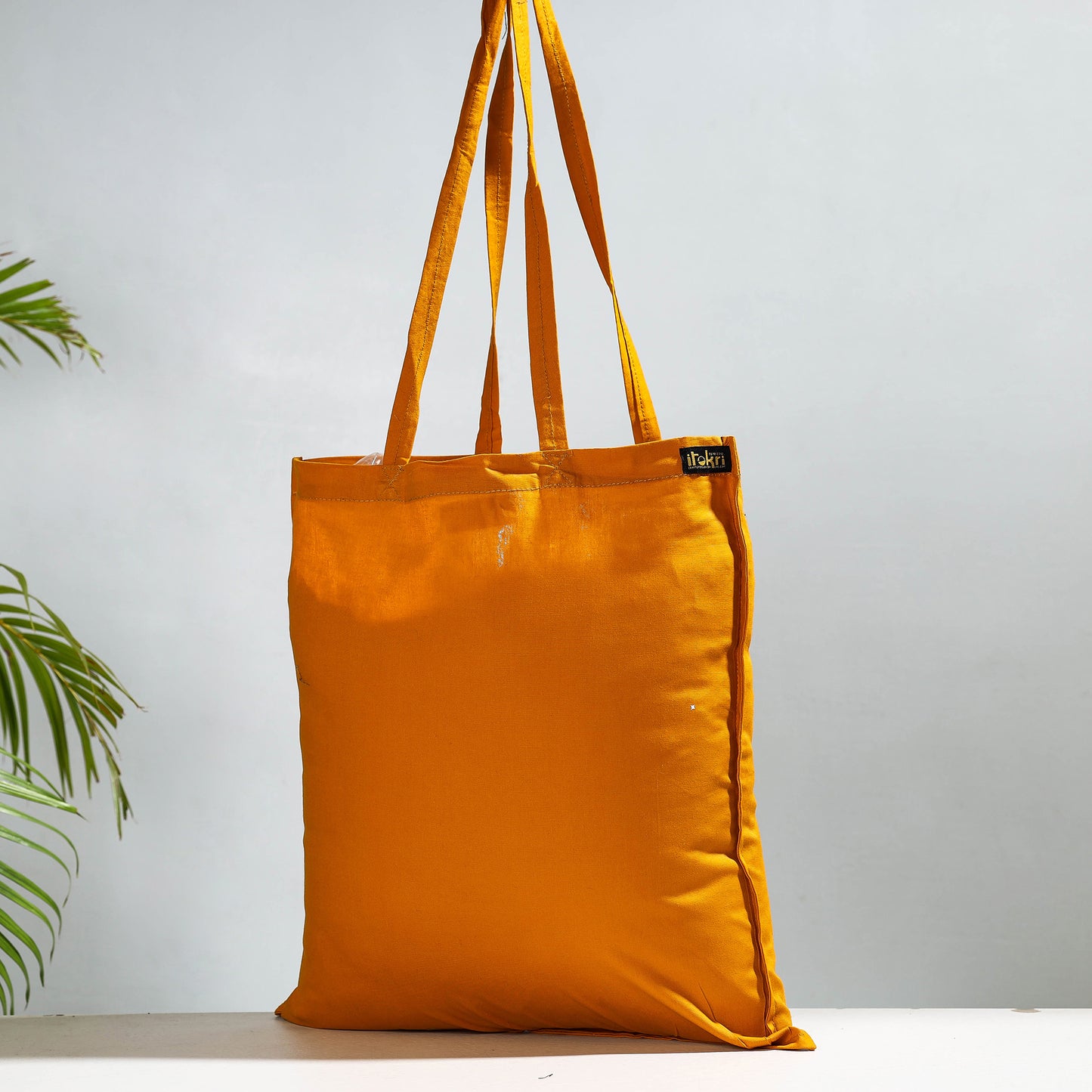 Yellow - Handmade Cotton Fabric Plain Jhola Bag